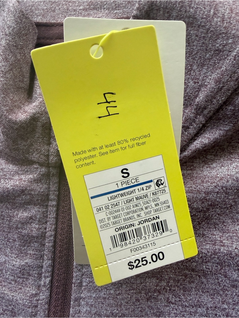 NWT Women's all in motion Heathered Mauve Quarter-Zip LS Size S Top Thumb Hole - Picture 3 of 4